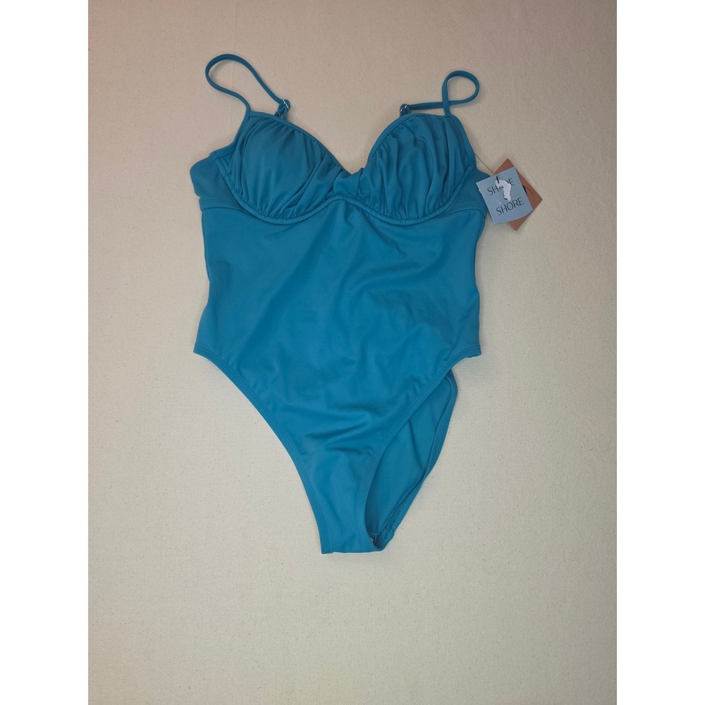 Shade & Shore Tummy Control One Piece Swimsuit Blue XL NWT
